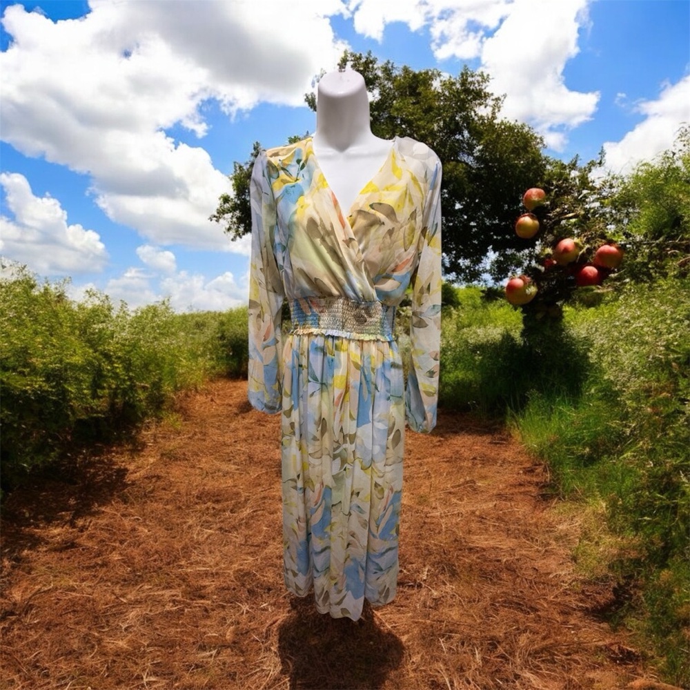 Laundry By Shelli Segal floral flowy Maxi Dress size 2 - Picture 3 of 9